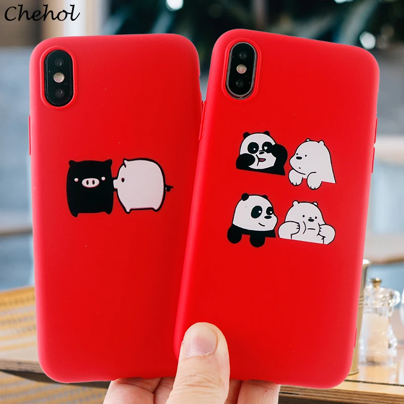 Модный чехол для телефона s iPhone 6 7 8 Plus X XS MAX XR Милая свинья панда Мягкий