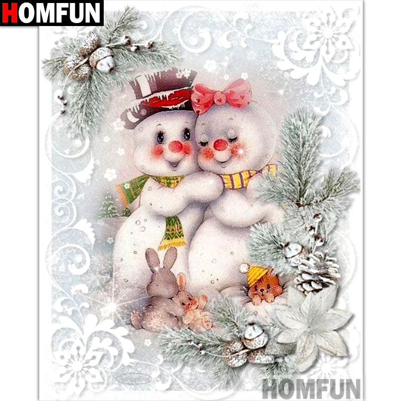 Картина для алмазной вышивки HOMFUN A15600 алмазная вышивка пара снеговиков полная