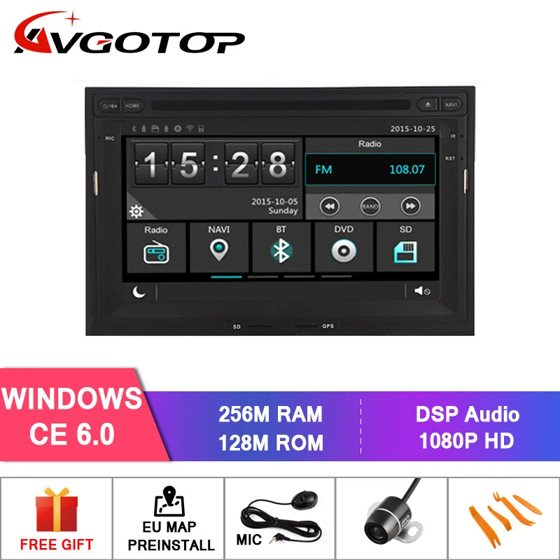 AVGOTOP Android 10 Wince автомобильный радиоприемник DVD-плеер для PEUGEOT 3008 2G 16G GPS Мультимедиа |