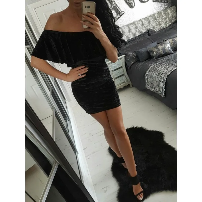 2017 Новый Горячий С Плеча Сексуальный Милый Трепал женская оболочка velevt dress партии