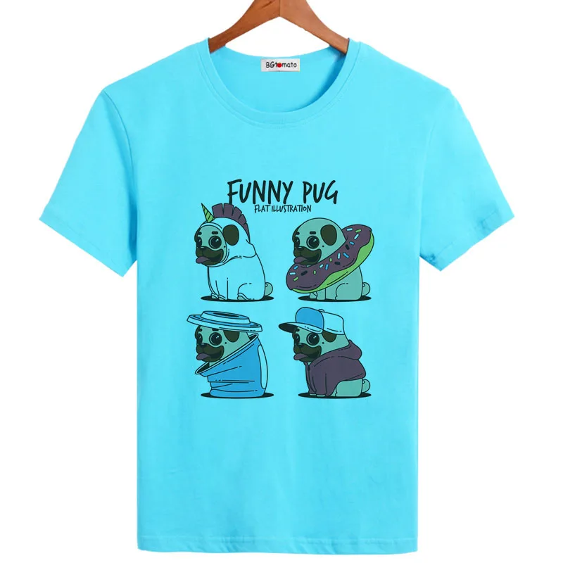

BGtomato Funny Pug print shirts for men new style lovely dog print tshirt hot sale brand new causal tops mens hip hop shirts