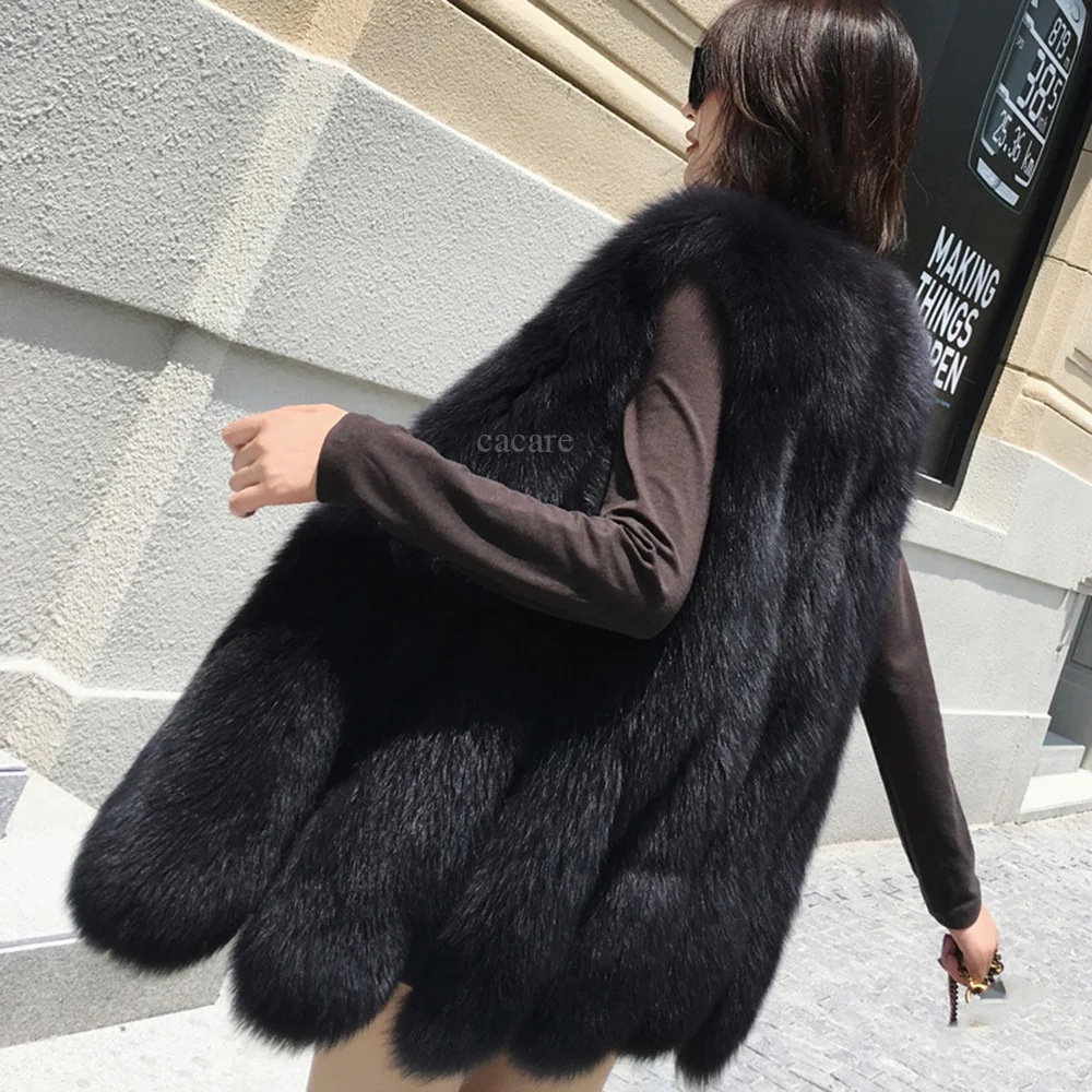 Жилет из искусственного меха 2018 осенний Самый дешевый пушистый Длинный Меховой