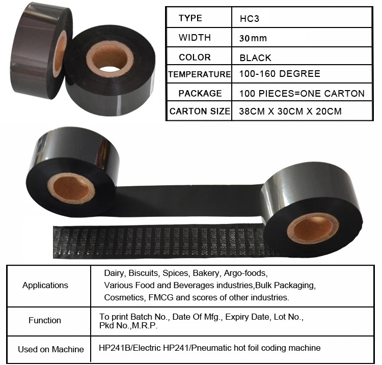 Черная ширина длина 30 мм пластиковый пакет с кодированием партий ленточная