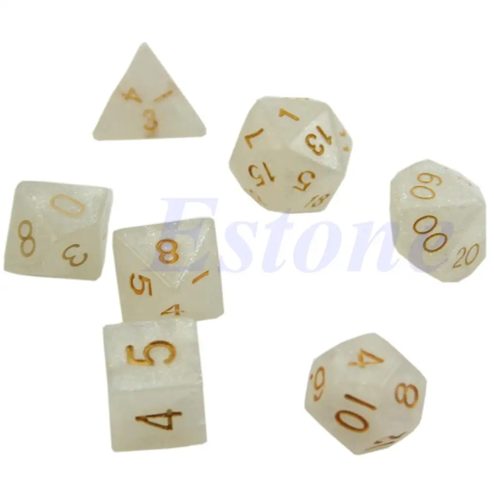 Акриловые черные игральные кости 7x D4 D6 D8 D10 D12 D20 подземелья и дракон D & ролевая
