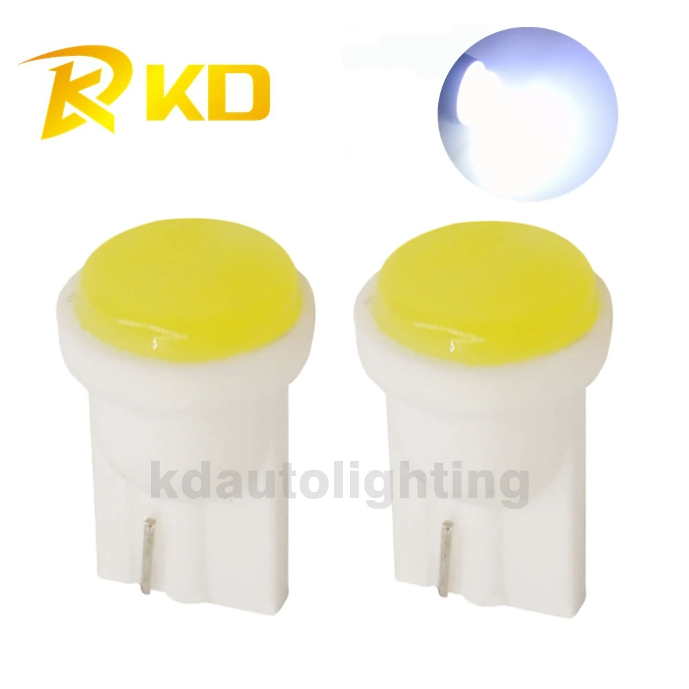 KD 100 шт. салона светодиодный T10 COB W5W 168 клин инструменты для дверцы боковая лампа автомобиля светильник белого и синего цвета-зеленый, красный, желтый, 12V
