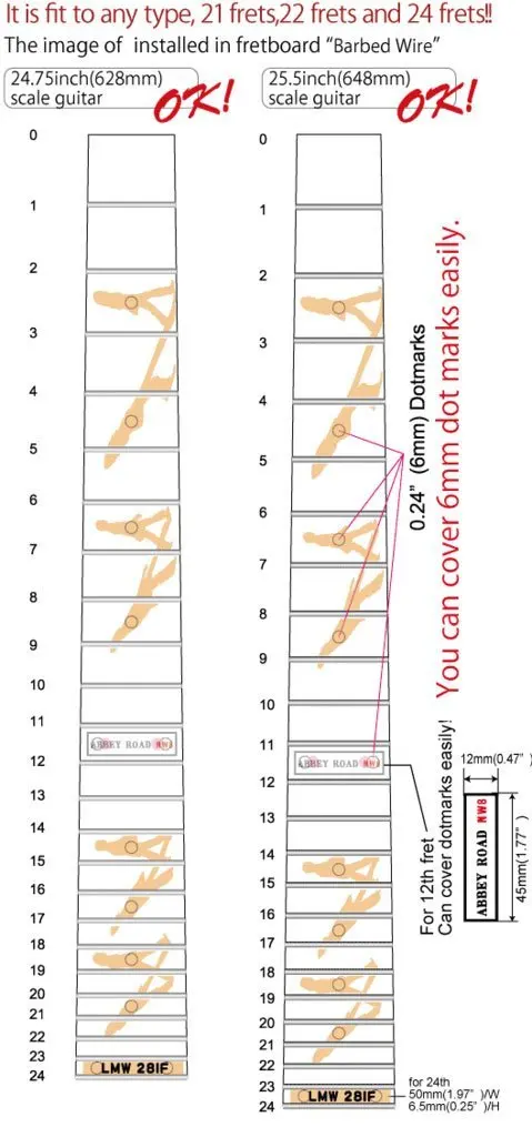 Маркеры Fretboard с инкрустацией наклейки для гитары Abbey Road|decal for guitar|for guitarinlay sticker |