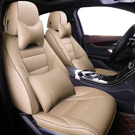 Beige Luxury Авто универсальный кожаный чехол для сиденья Nissan Все модели Qashqai Note Teana Tiida Almera X-trai авто аксессуары Стайлинг - Название цвета: Beige Luxury