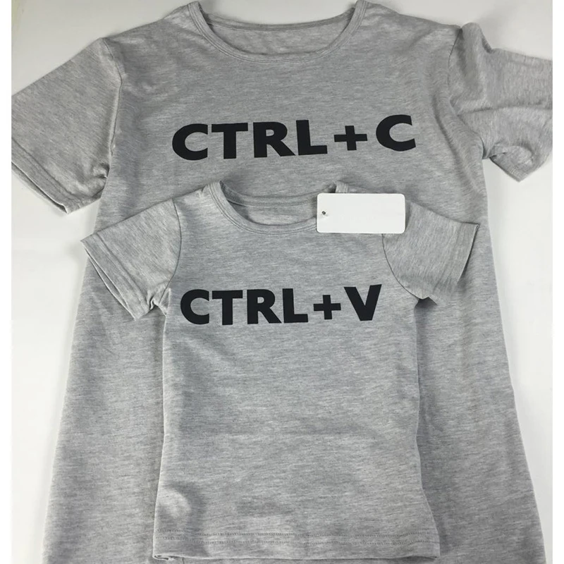 2019 отец и мне соответствующие летняя одежда футболка с принтом &quotCtrl C + Ctrl V&quot