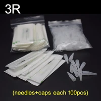 3r needles tips each 100pcs profession sterilized permanent makeup needles with caps nozzles