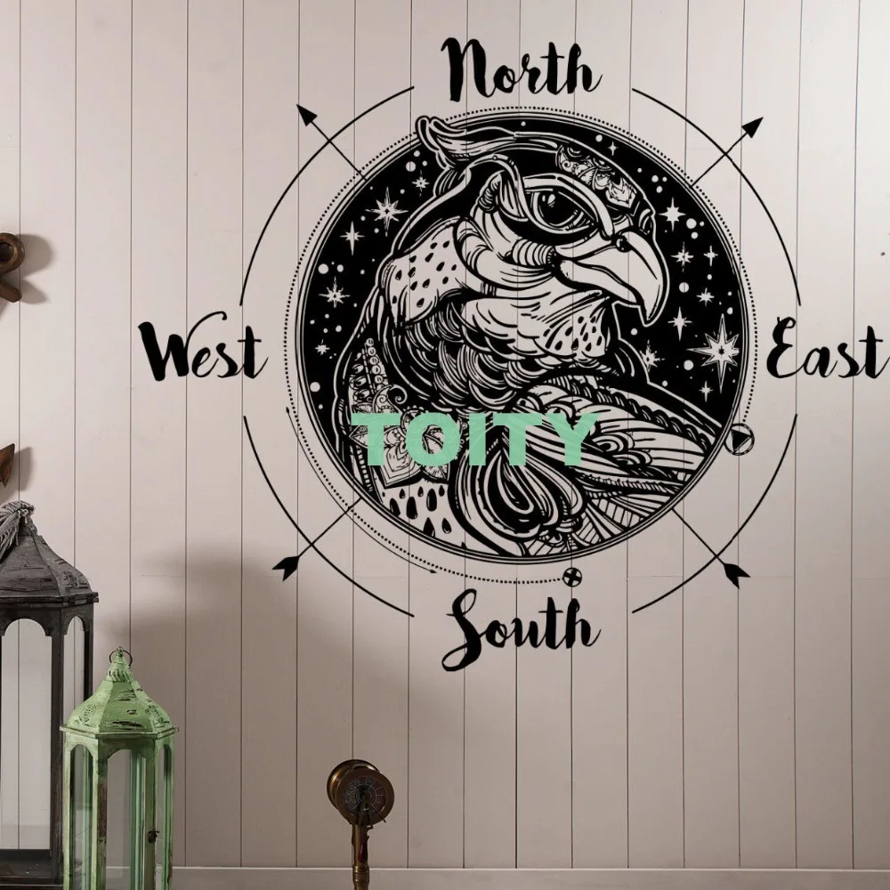 Виниловая наклейка ветер Роза компас птица Добыча голова West East North South домашний