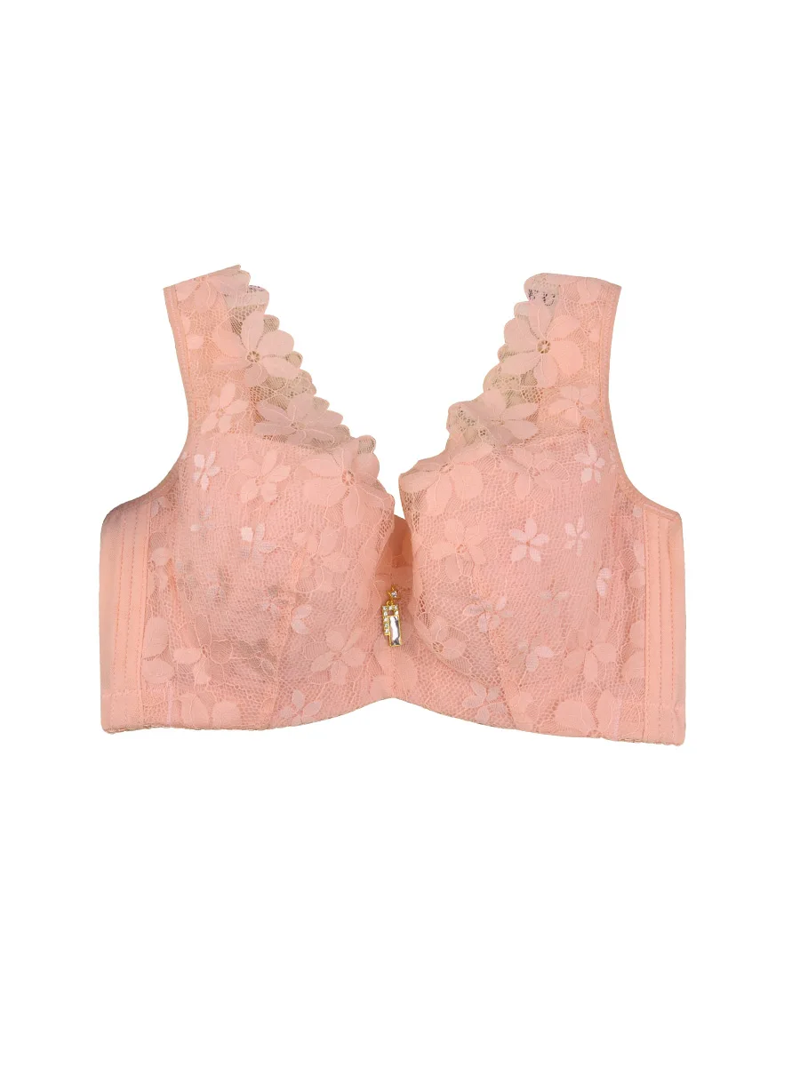 Pink Nessayoo, Широкие бретельки и удобный бюстгальтер с полной чашкой B, C, D, 40, 42, 44D, сексуальный кружевной бюстгальтер, красное, черное, бежевое нижнее белье - Цвет: Pink