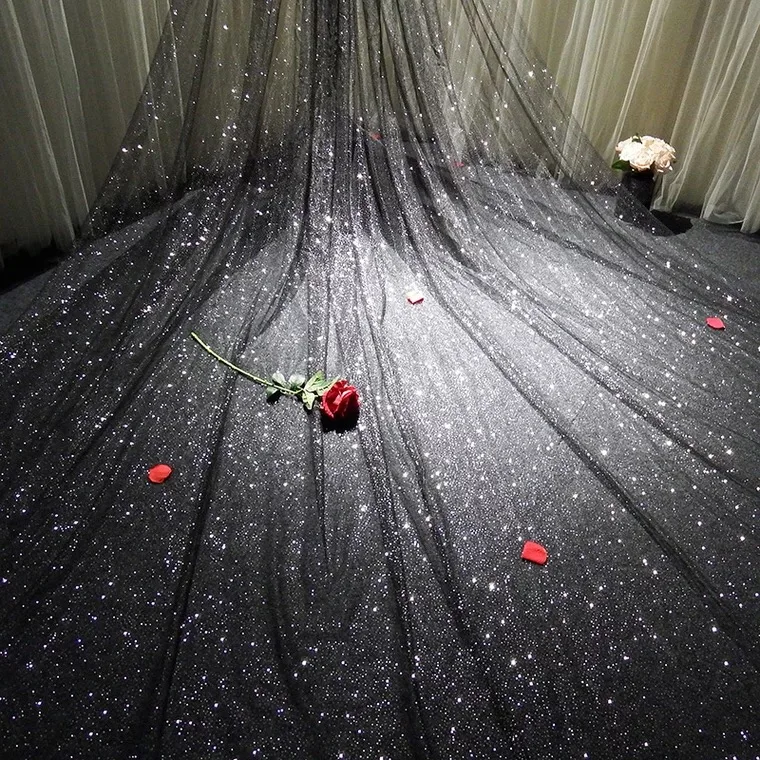 Роскошная блестящая черная/цвета слоновой кости с блестками 3*3 5|Свадебные вуали|