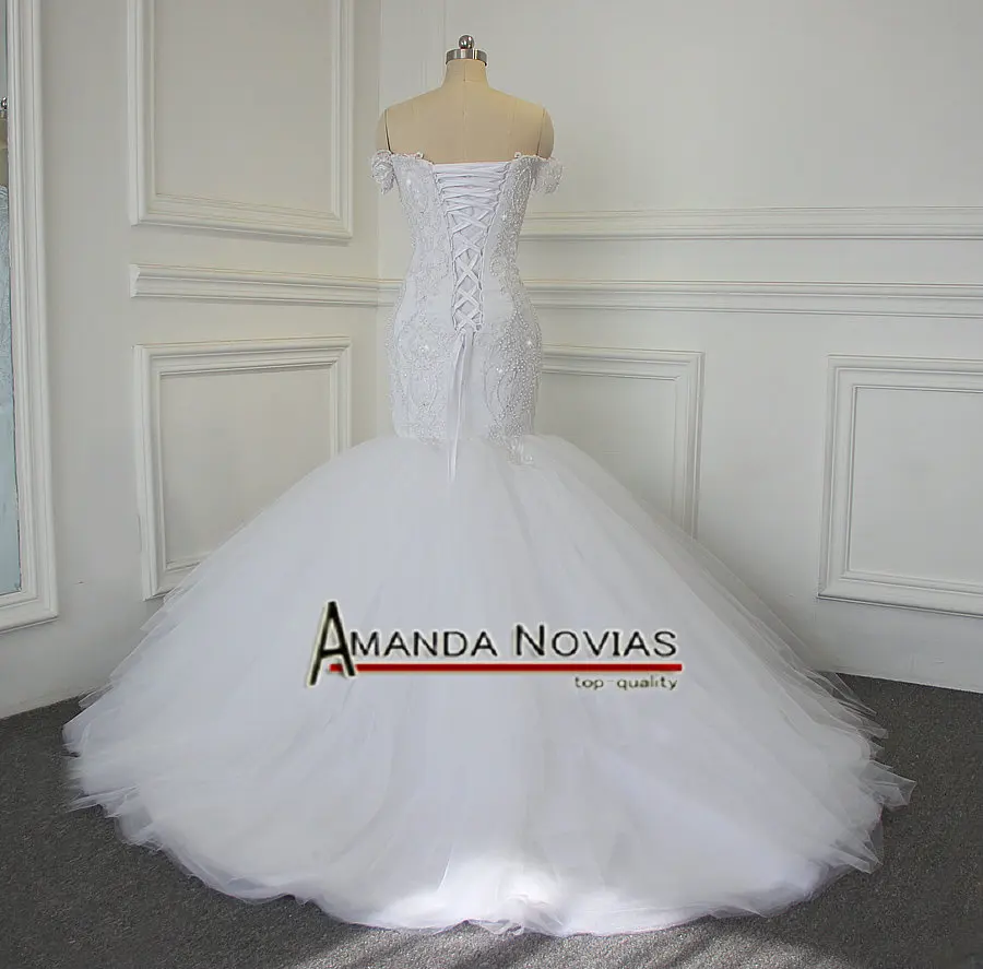 Роскошное платье Русалочки с бусинами 100% реальные фотографии Amanda Novias 2017 | Свадьбы