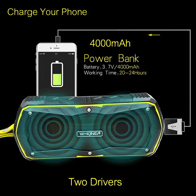 Водонепроницаемый Bluetooth динамик с микрофоном 4000 мАч|waterproof bluetooth speaker|bluetooth speakeroutdoor