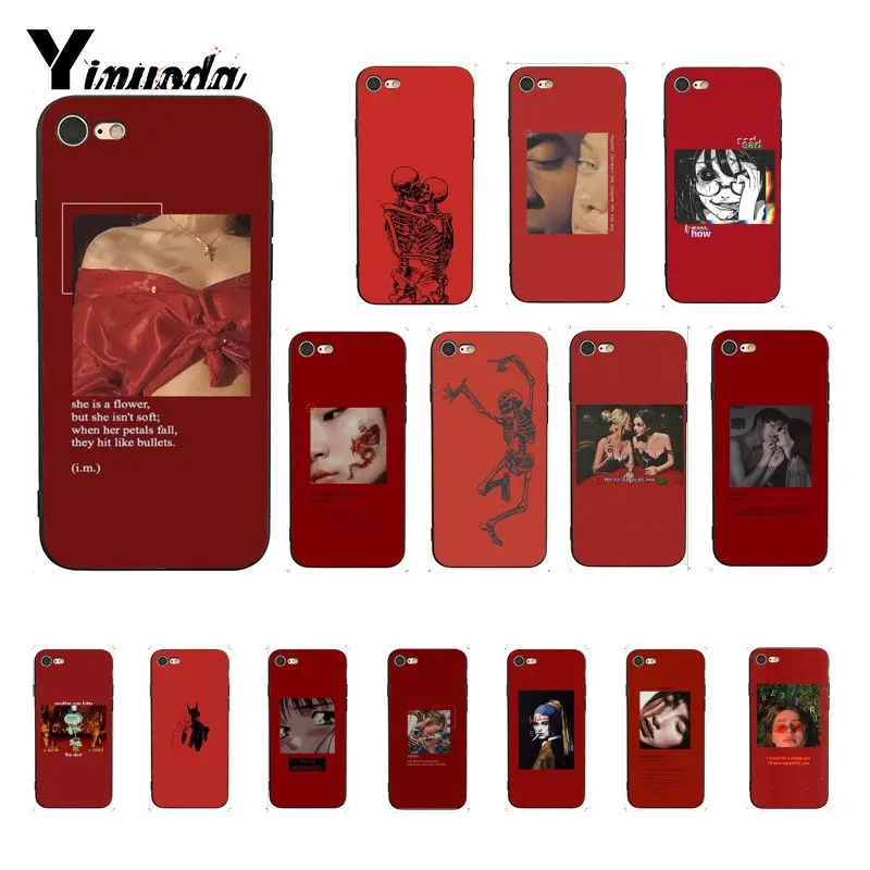 Красный Doodles эстетика черный ТПУ мягкий чехол для телефона iphone 12 8 7 6 6S 6Plus X XS MAX 5 5S SE