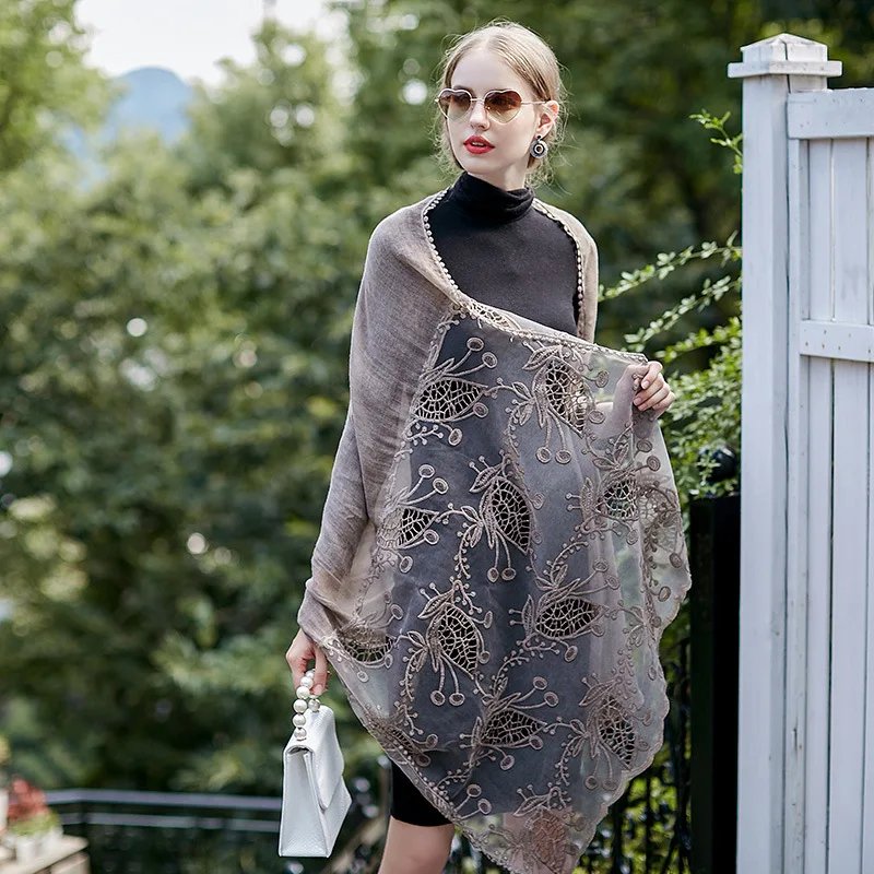 Новинка 2018 хлопковый кружевной однотонный длинный шарф с раздельным соединением