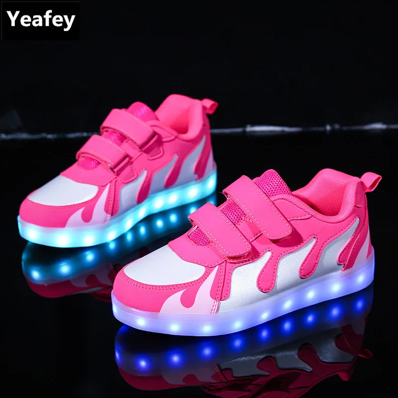 Yeafey/Размеры 28-37usb Зарядное устройство детей корзины LED Обувь с загорается