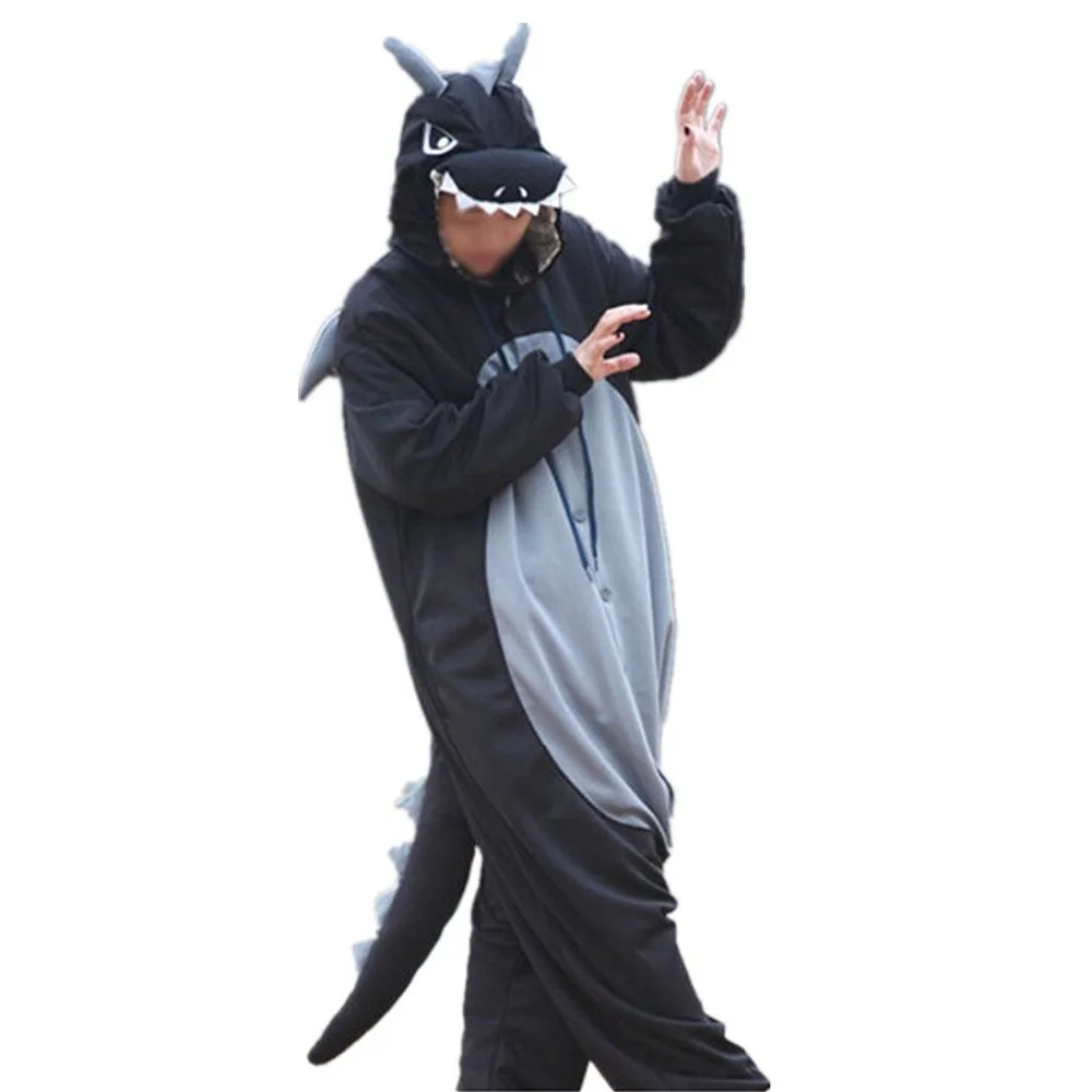 Новый стиль костюм на Хэллоуин для женщин флисовый фиолетовый дракон унисекс