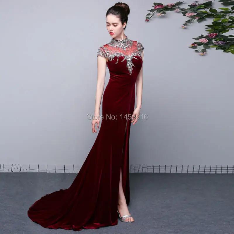 Vestidos de formatura реальные фотографии Сексуальные вечерние платья боковое Открытое