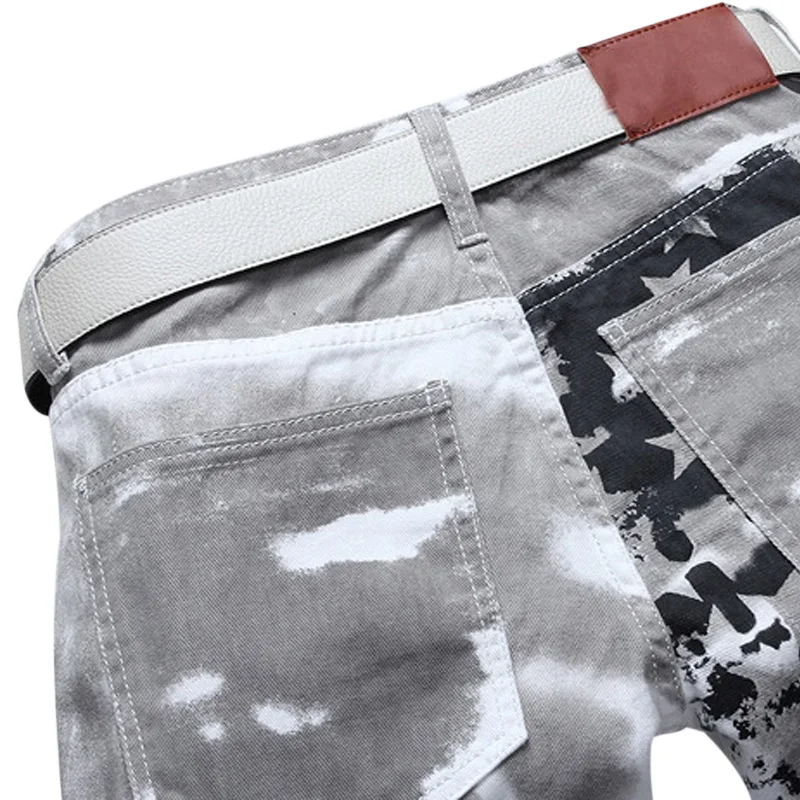 Новые роскошные брендовые Стрейчевые мужские джинсы с принтом американского