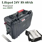 100% LiFePO4 US EU RU 24V 60AH Lifepo4 аккумулятор 60Ah батарея 8s 80A BMS мощность 2000w для RV EV scooter solar panel + 10A зарядное устройство