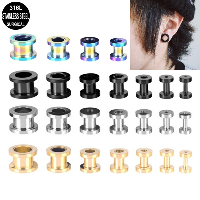 7 шт./лот хирургические стальные ушные носилки пробки и Туннели пирсинг экспандер