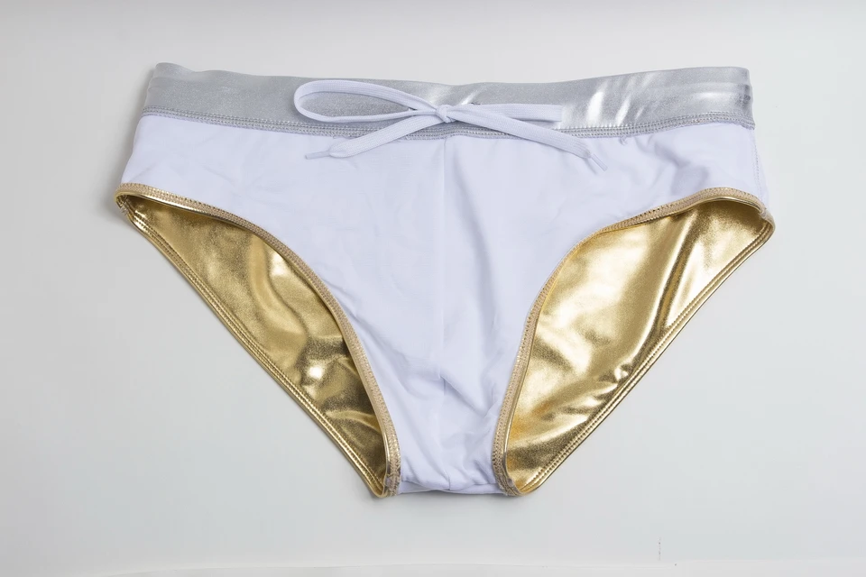 Мужские костюмы для плавания Austinbem мужские с металлическим золотым принтом трусы