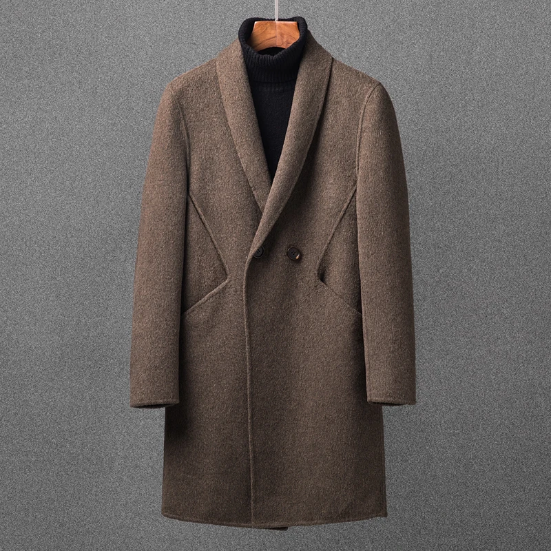 Новинка Осень зима мужские шерстяные тканевые пальто 2018 верблюжьи с двойным