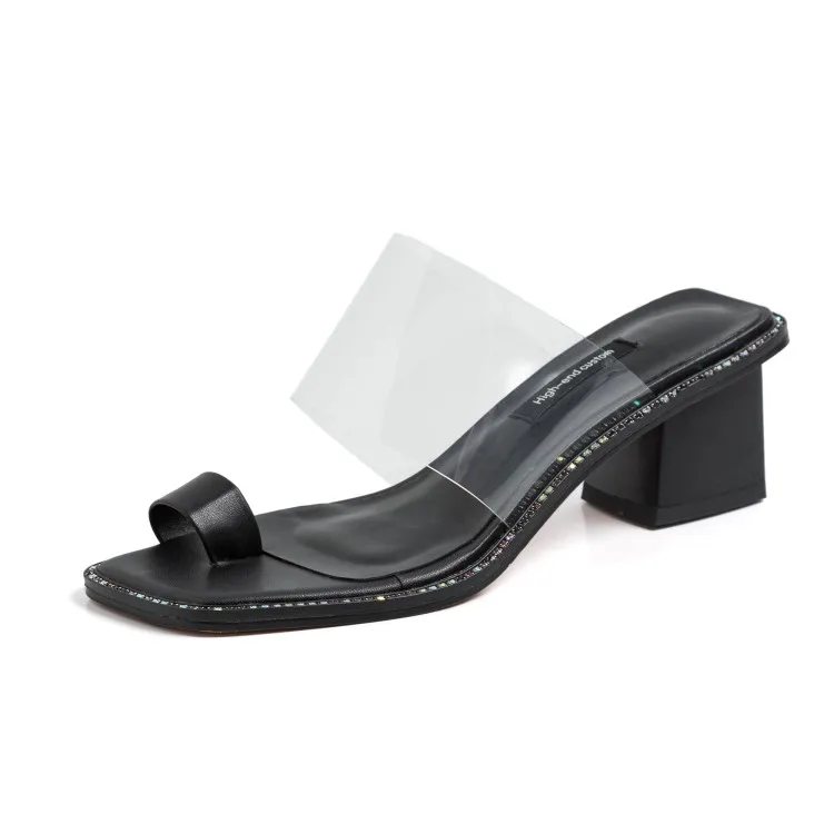 Женские туфли без задника прозрачные Шлепанцы из ПВХ с окантовкой и закрытым