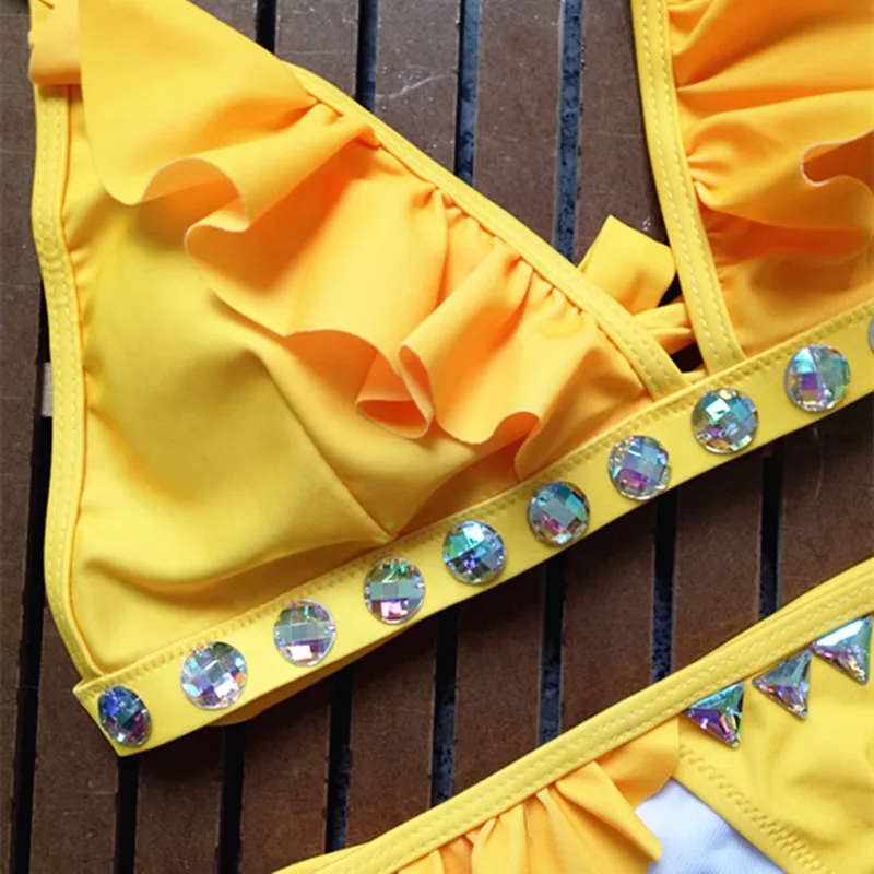 Купальник со стразами 2017 сексуальное волнистое женское бикини высокое качество