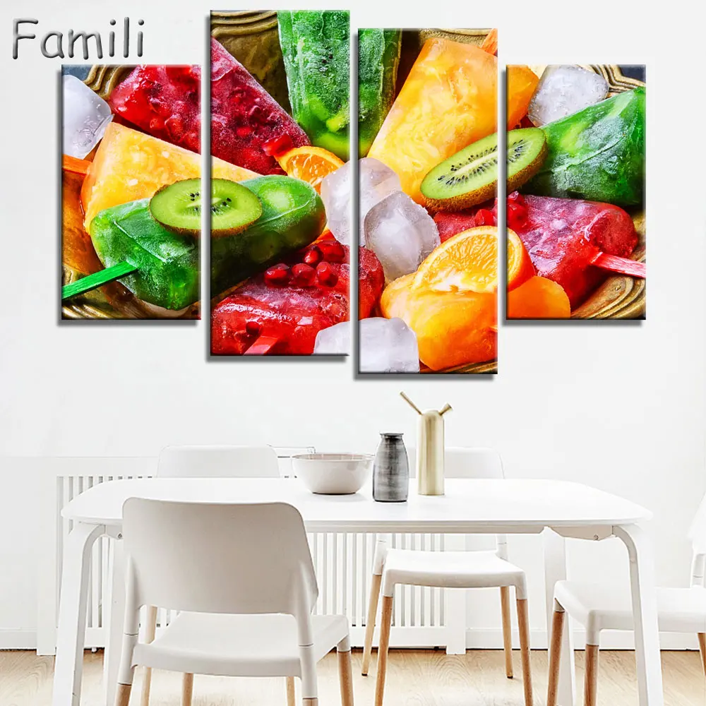 

4 Panel Canvas Painting Wall Pictures For Living Room Modular Paintings Cuadros Decoracion Oil Paintings Fruit Picture