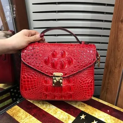 Шикарная популярная женская сумка на плечо с клапаном из натуральной коровьей кожи с узором «крокодиловая кожа», женская сумка через плечо, маленькие роскошные сумки