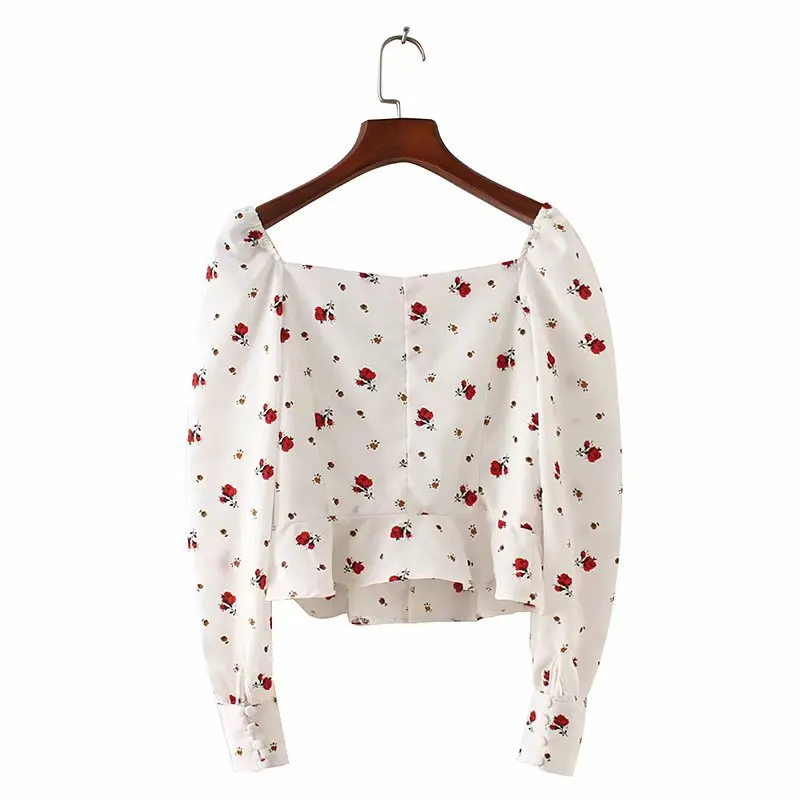 Женская блузка с цветочным принтом Повседневная белая оборками лето 2019 | одежда