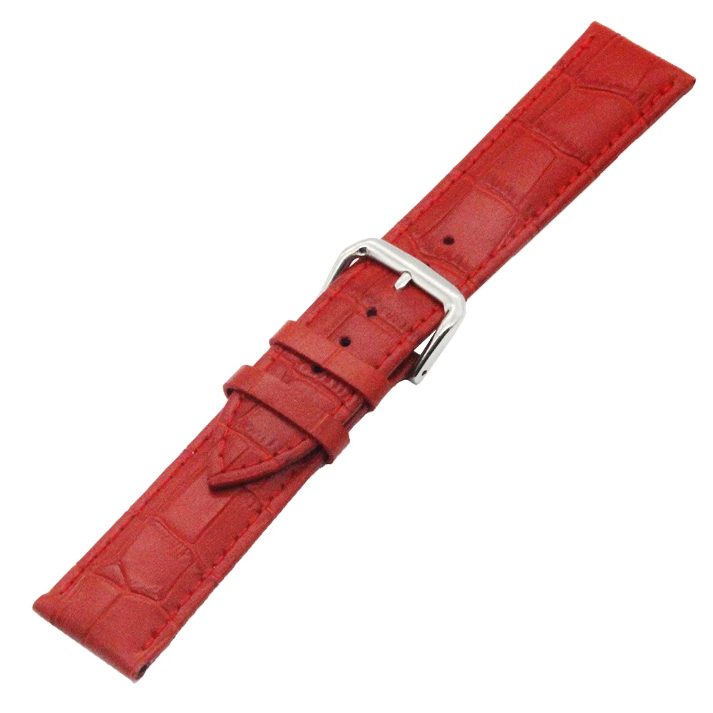 Genuine Leather Watch Band 24mm for Suunto Core Stainless Steel Pin Clasp Strap Wrist Loop Belt Bracelet Black Brown Red White