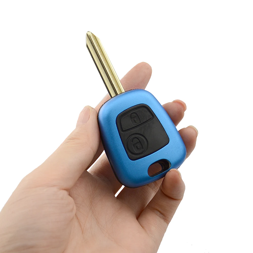 OkeyTech для peugeot Key Shell 2 кнопки Uncut пустой Клинок Синий чехол Корпус Замена Fob 106 205 206