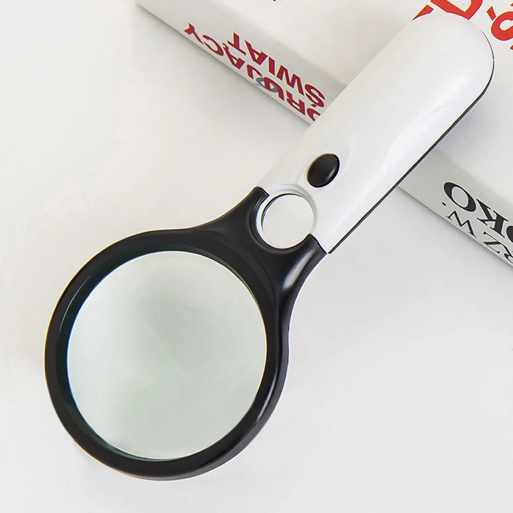 45x Handheld Magnifying Glass 3 LED Light Mini Pocket Microscope Reading Map Newspaper Lens Lamp Magnifier Jewelry Loupe E0 | Инструменты