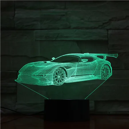 Car 11 Быстрая скорость спортивный автомобиль 3D ночник акриловая пластина 7 цветов меняющийся светодиодный настольный светильник 3D иллюзия лампы для мальчиков подарки - Испускаемый цвет: Car 11