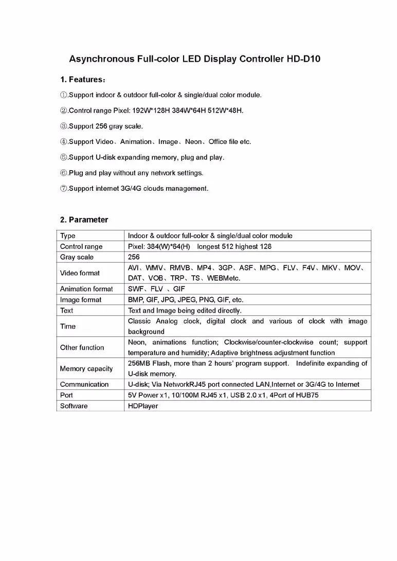 HUIDU HD-D10 синхронный светодиодный модуль полноцветный плата управления экраном