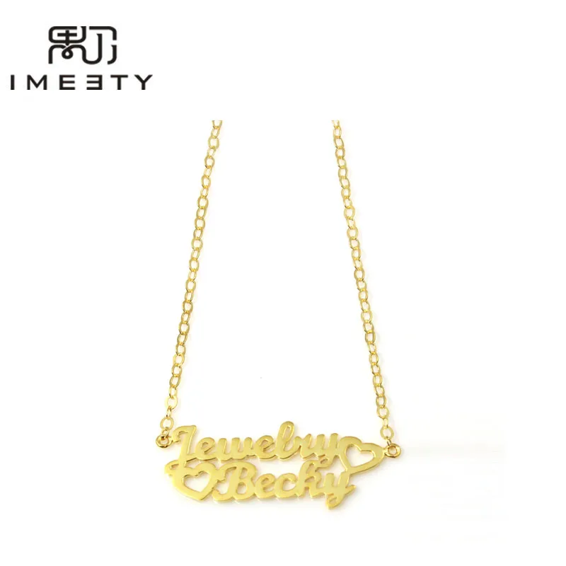IMEETY персонализированное ожерелье с двумя именами ручной работы Многослойное из