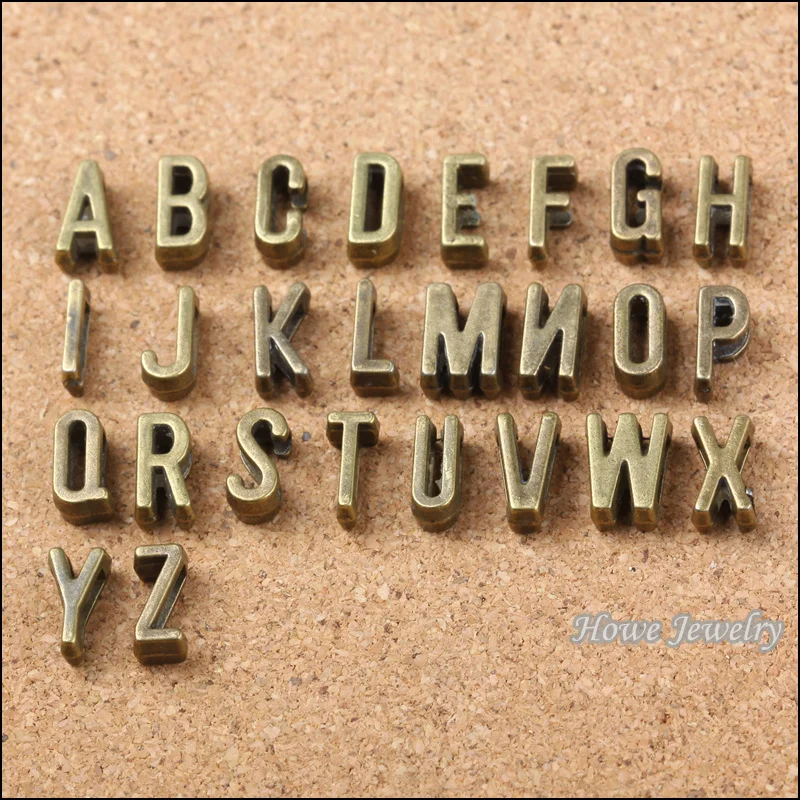 Оптовая продажа 130 шт винтажные амулеты смешивания букв античная бронза подходит