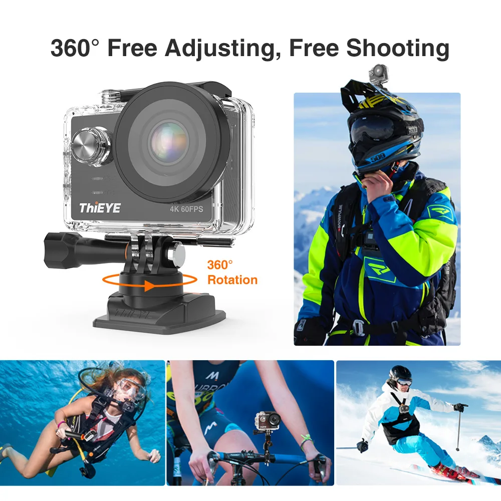 ThiEYE T5 Pro Ultra HD 4K 60fps Touch Screen WiFi Action Camera Remote Control 60m waterproof cam with EIS at 4K Sports Camera