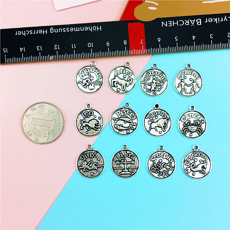 Ассорти старинные серебряные кулоны со знаками зодиака 12 созвездий