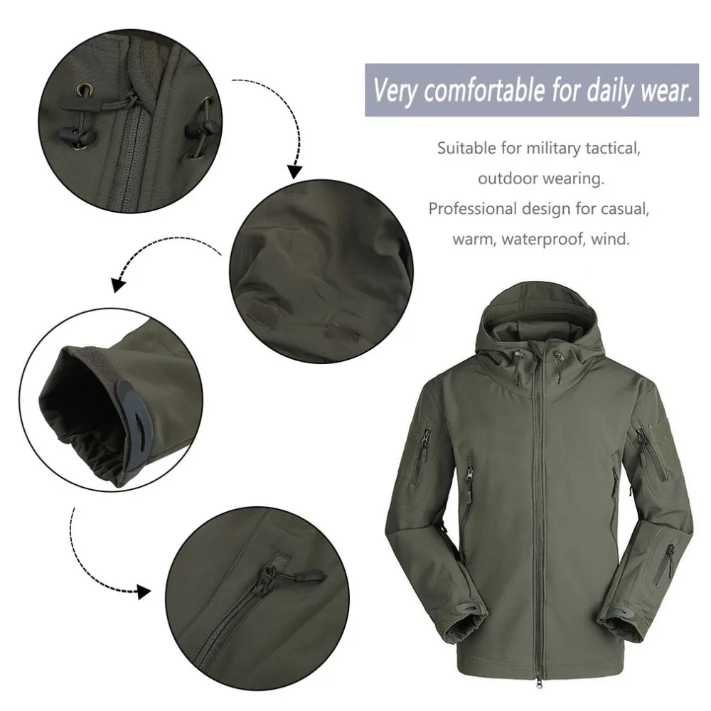 XL Размеры армии Пальто Военно тактические куртка Для мужчин Soft Shell