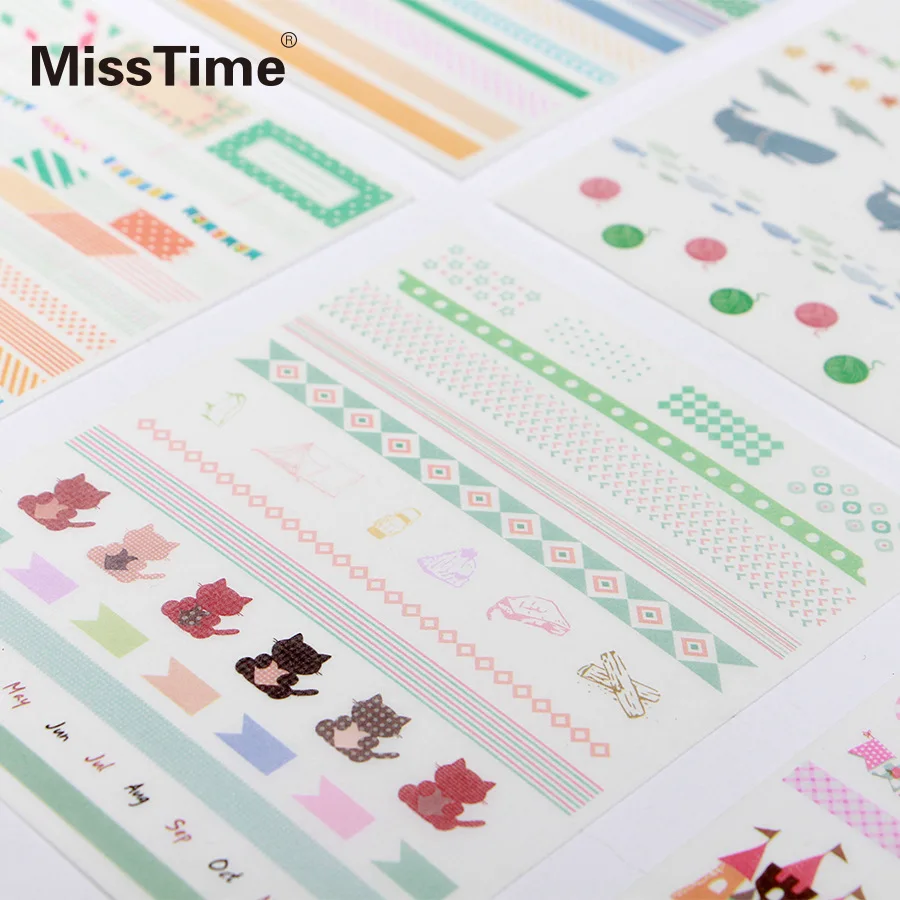 6 sheets/pack Basic Series Patterns Adhesive Stickers DIY Decoration Stationery Escolar Papelari | Канцтовары для офиса и дома