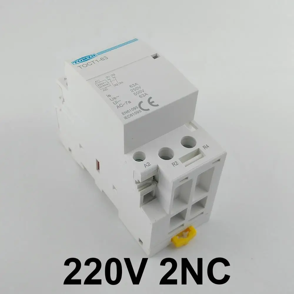 2NC TOCT1 Американская классификация проводов 2р 63A 220 V/230 V 50/60HZ Din rail бытовой ac Контактор В соответствии с стандартом 2NO или 2NC или 1NO 1NC - Цвет: 2NC