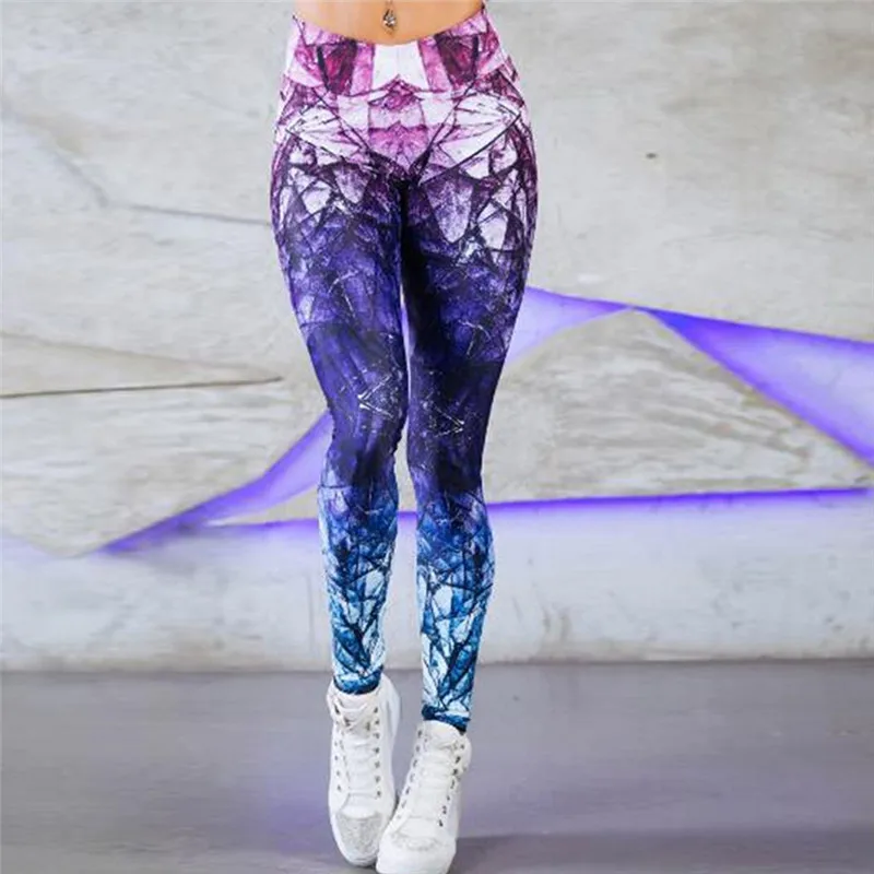 1set Female Women's Pencil Pants Sexy Leggings Fitness Slim High Waist Digital Print Trouser | Женская одежда