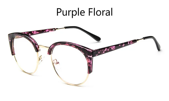 Purple Floral Дешевые прозрачная Оправа очков Анти-усталость для кошачьих глаз мужские очки женские Oculos De Grau Masculino винтажные очки - Цвет оправы: Purple Floral