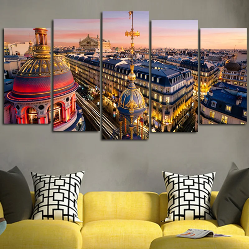 2016 5 Самолетов Wall Art Холст Картина Европейский Стиль Здания Красочный Вид