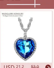 Neoglory, синее сердце со стразами, Висячие серьги для женщин, девушек, друзей, новинка, ювелирные изделия, очаровательные подарки, модные He1