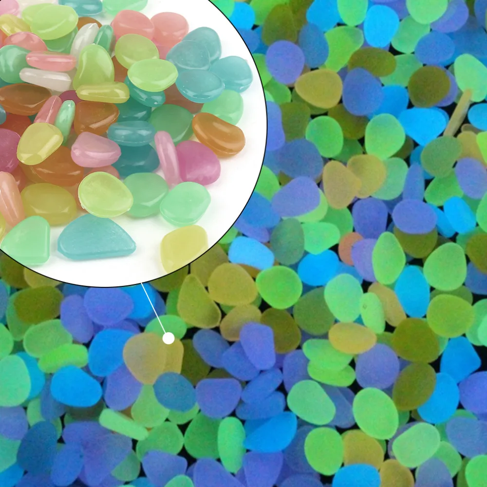 

100pcs Luminous Pebbles Stones Glow In The Dark Garden Ornaments Luminous Artificial Pebbles Stone